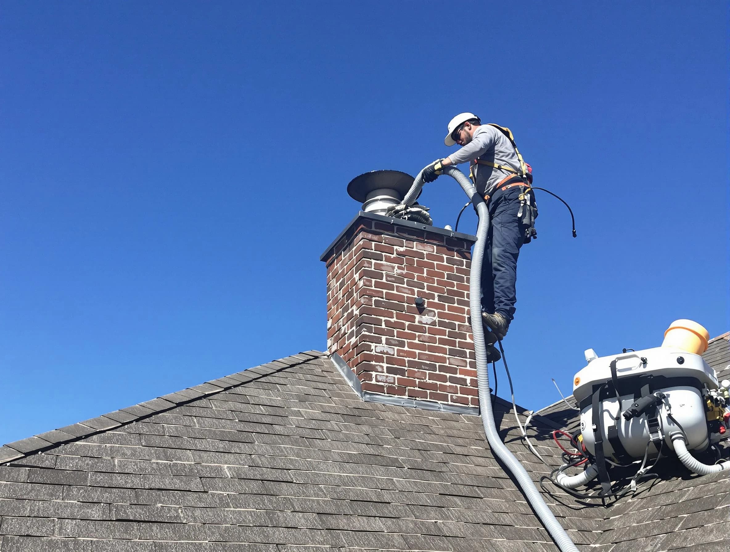 Dedicated Adamsville Chimney Sweep team member cleaning a chimney in Adamsville, AL