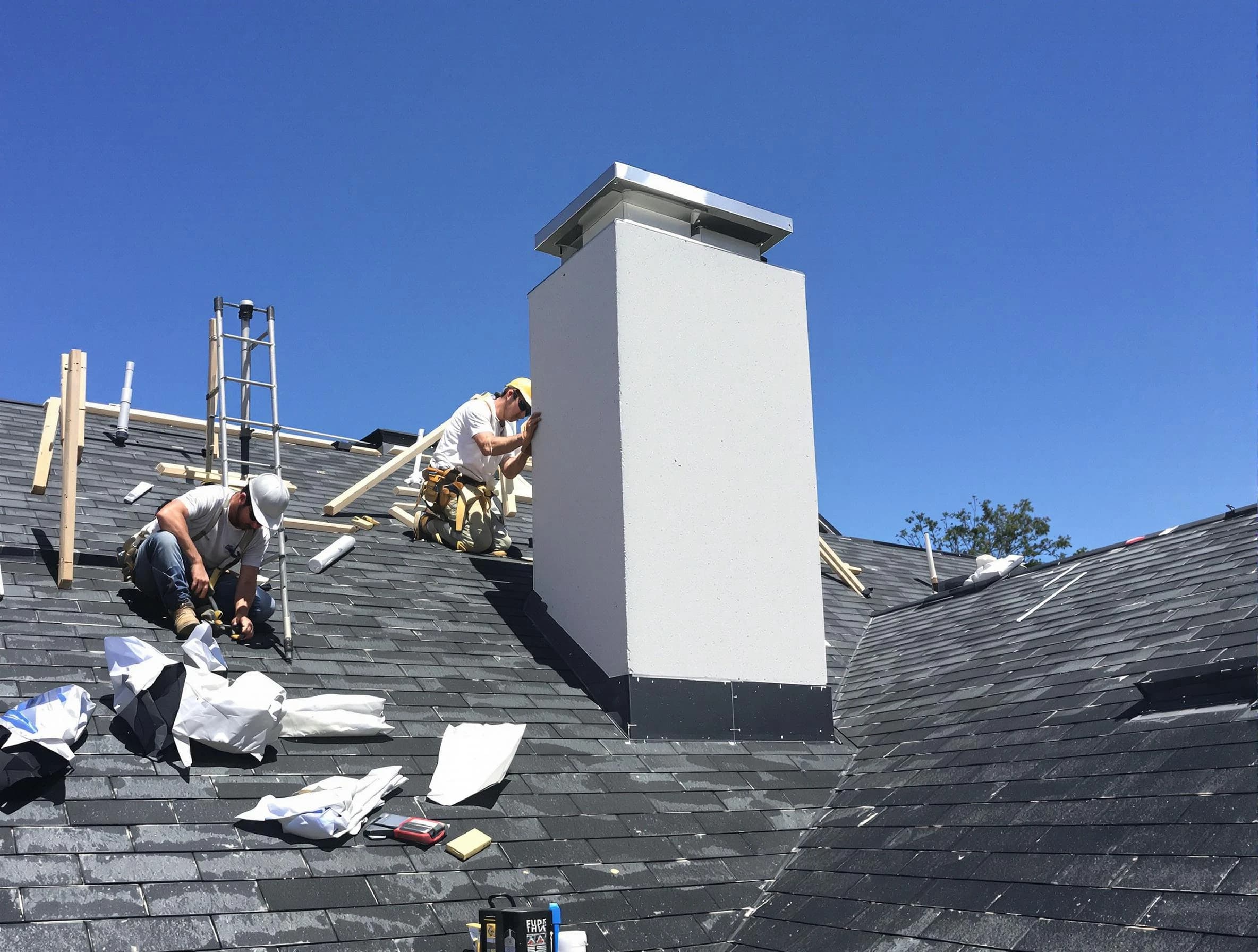 Adamsville Chimney Sweep crew installing a new chimney in Adamsville, AL
