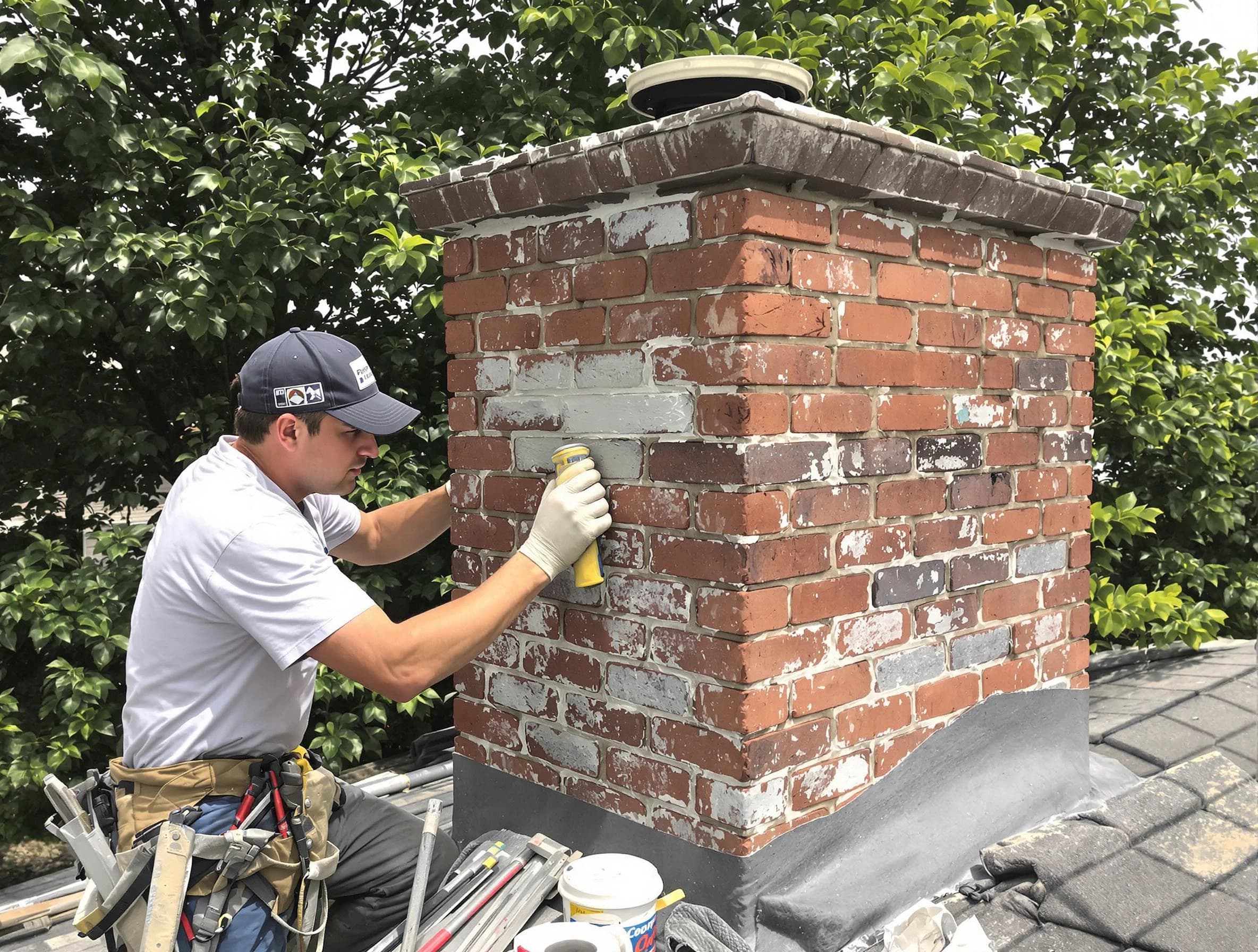 Adamsville Chimney Sweep restoring an aging chimney in Adamsville, AL