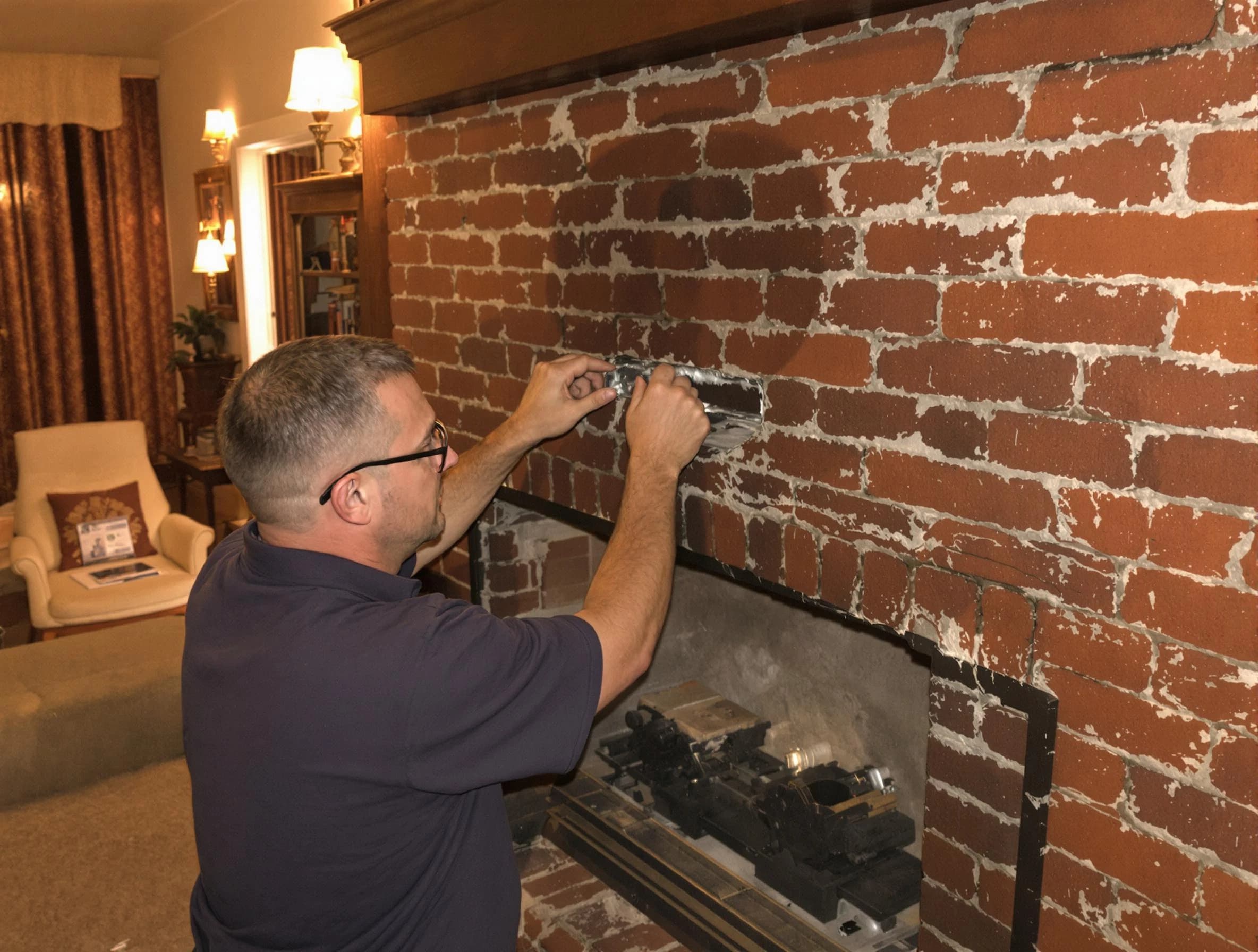 Adamsville Chimney Sweep expert fixing a fireplace in Adamsville, AL