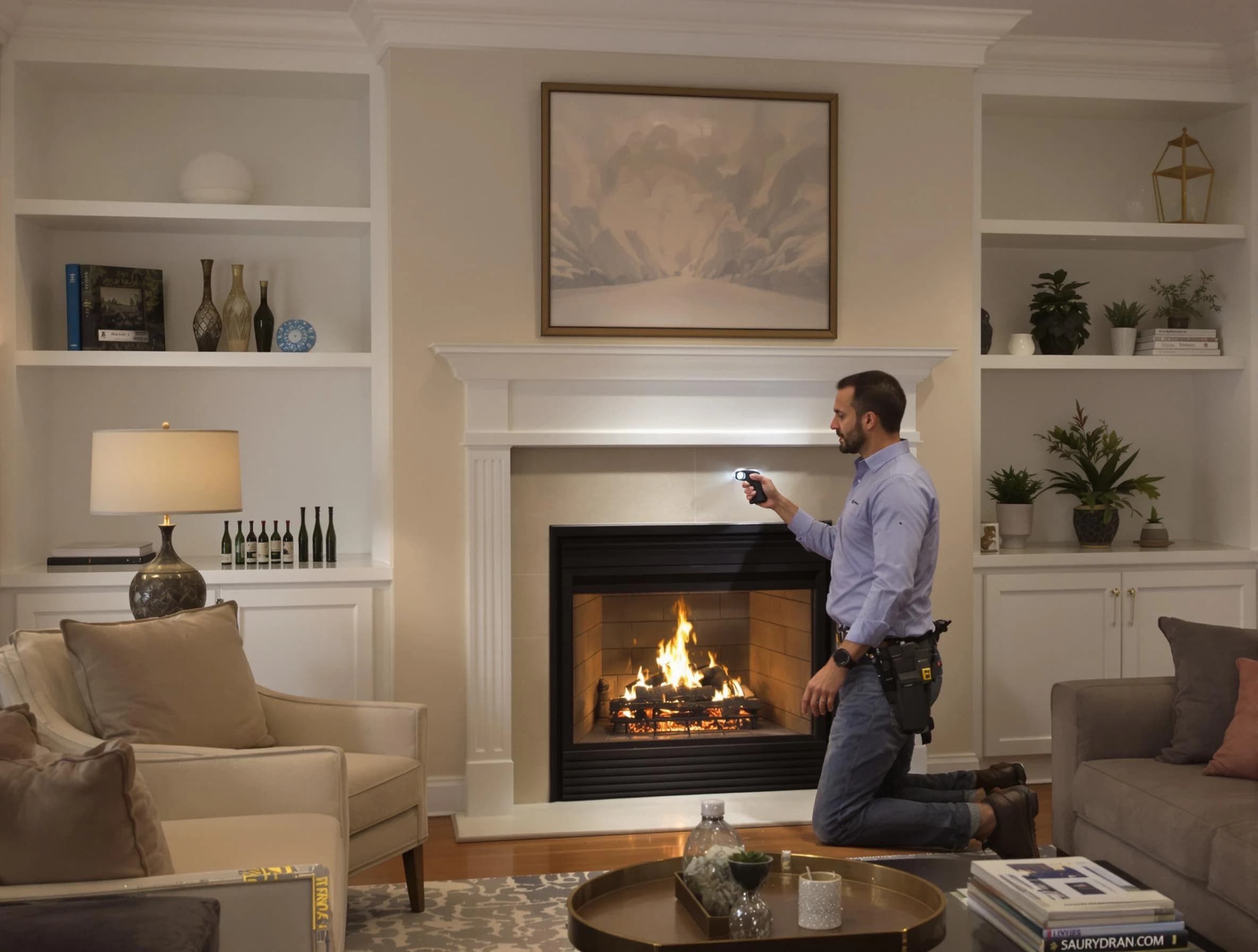 Adamsville Chimney Sweep conducting a fireplace safety inspection in Adamsville, AL