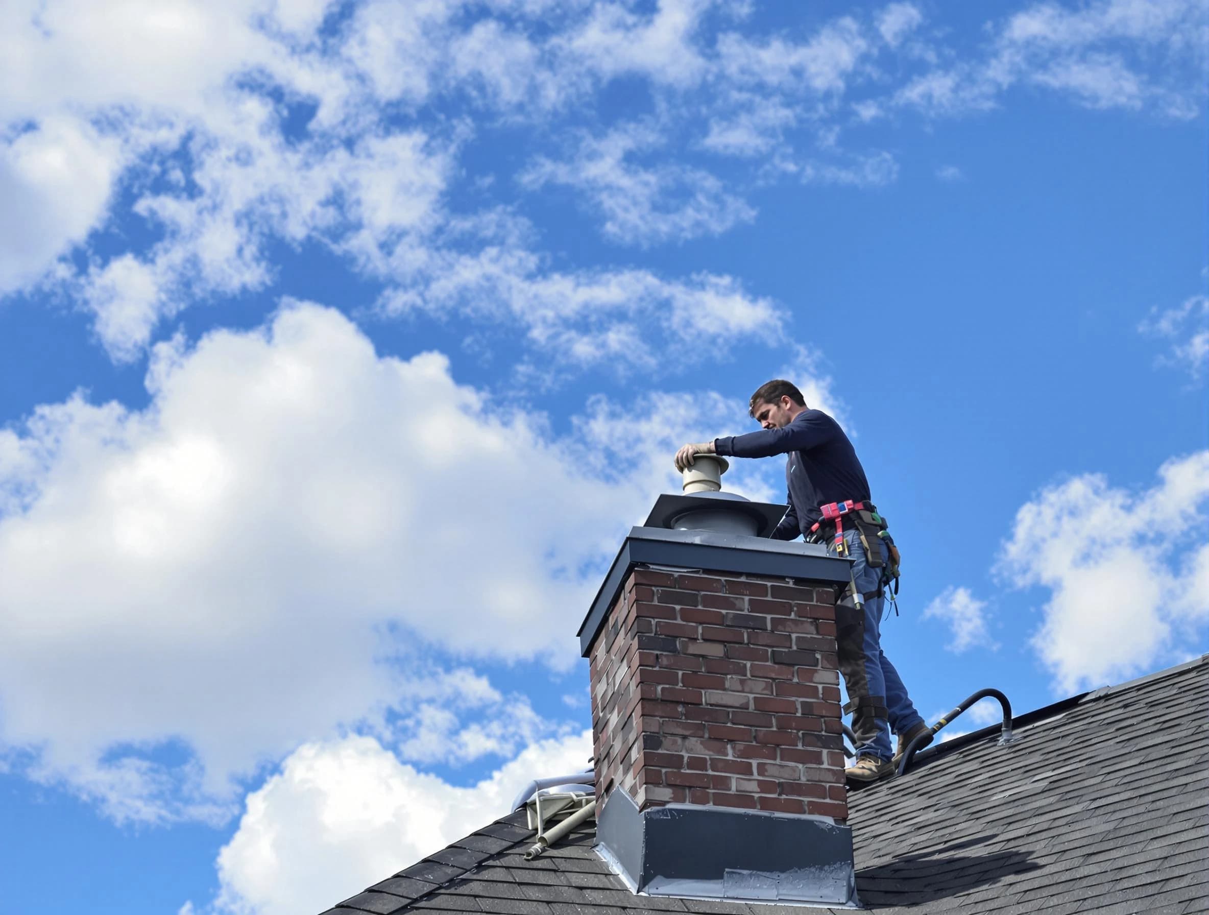 Adamsville Chimney Sweep installing a sturdy chimney cap in Adamsville, AL