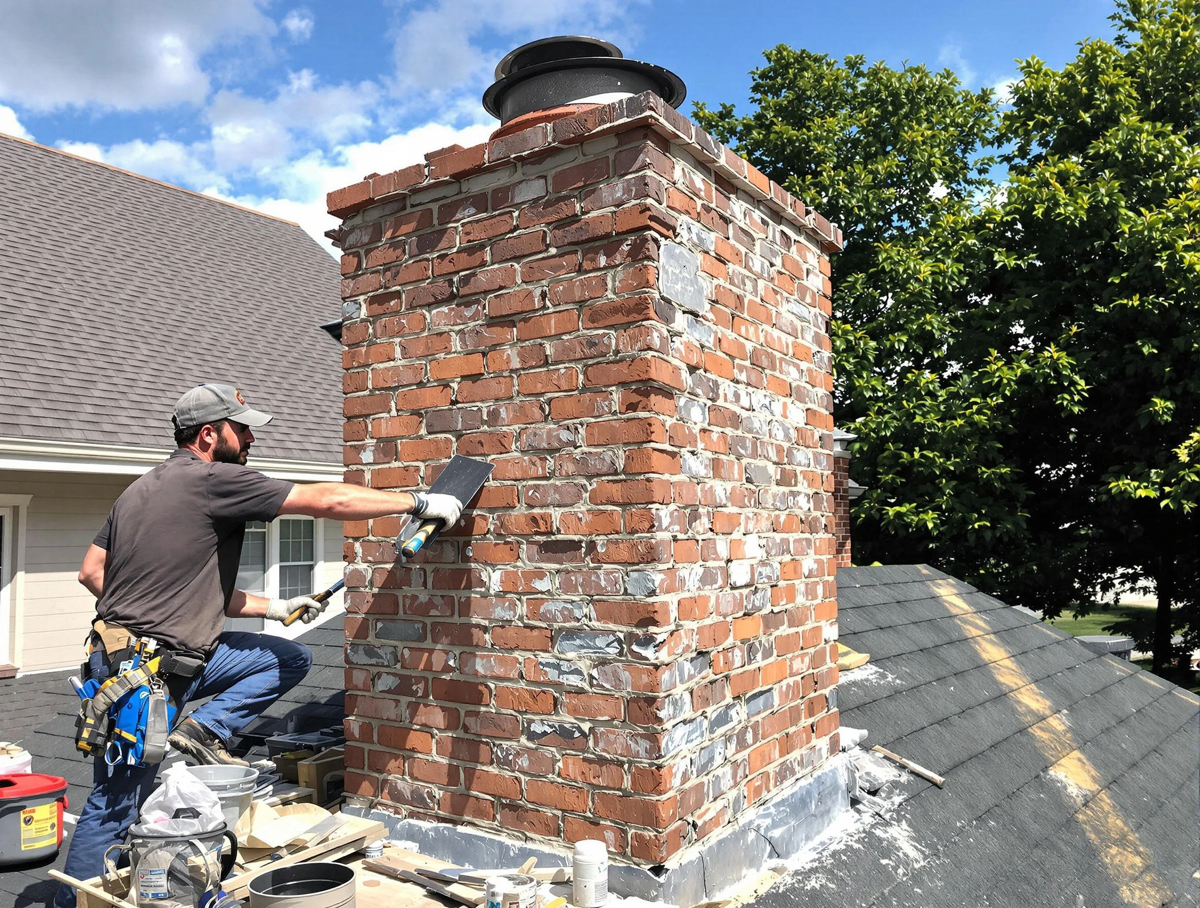 Completed chimney rebuild by Adamsville Chimney Sweep in Adamsville, AL