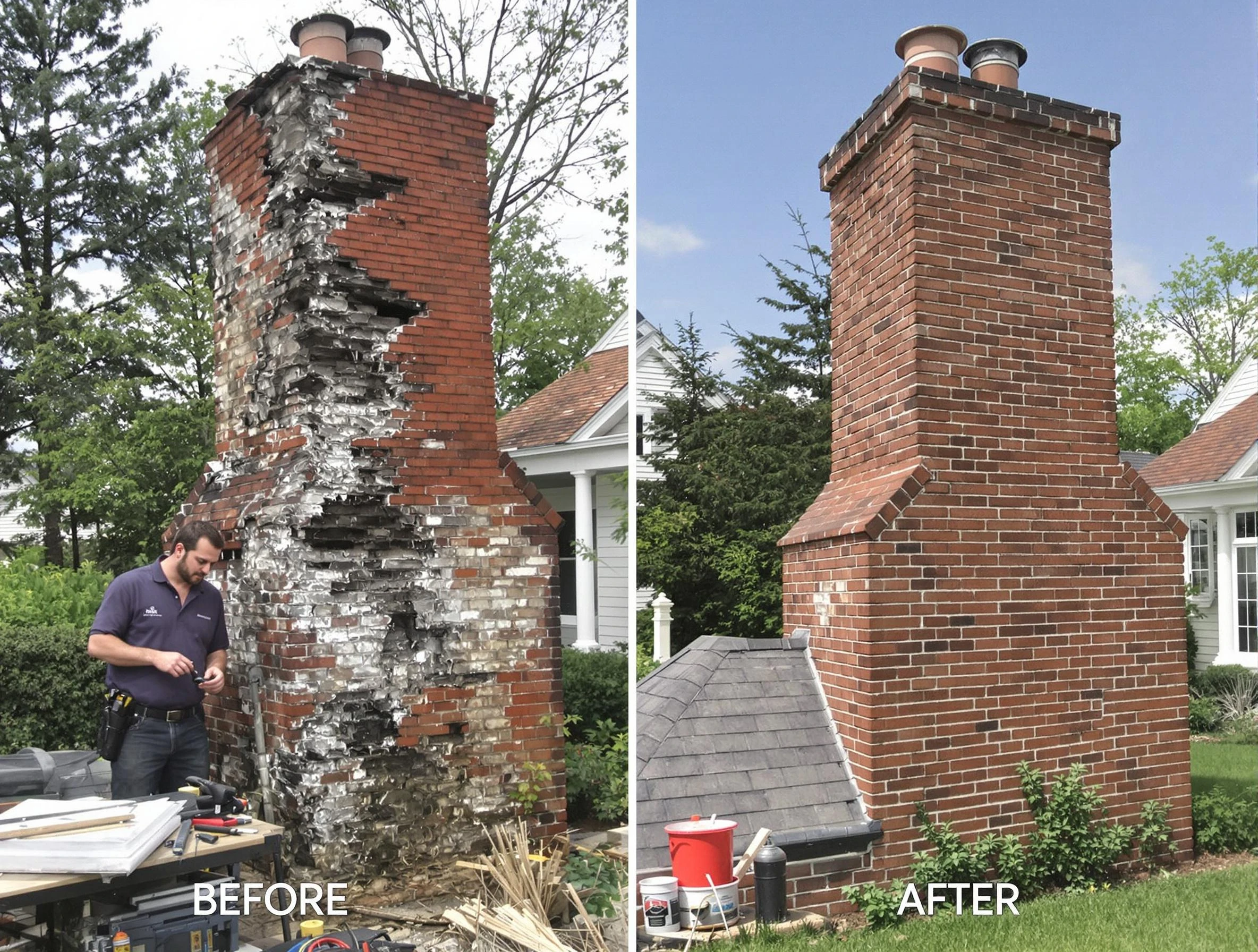 Adamsville Chimney Sweep performing a full chimney restoration in Adamsville, AL