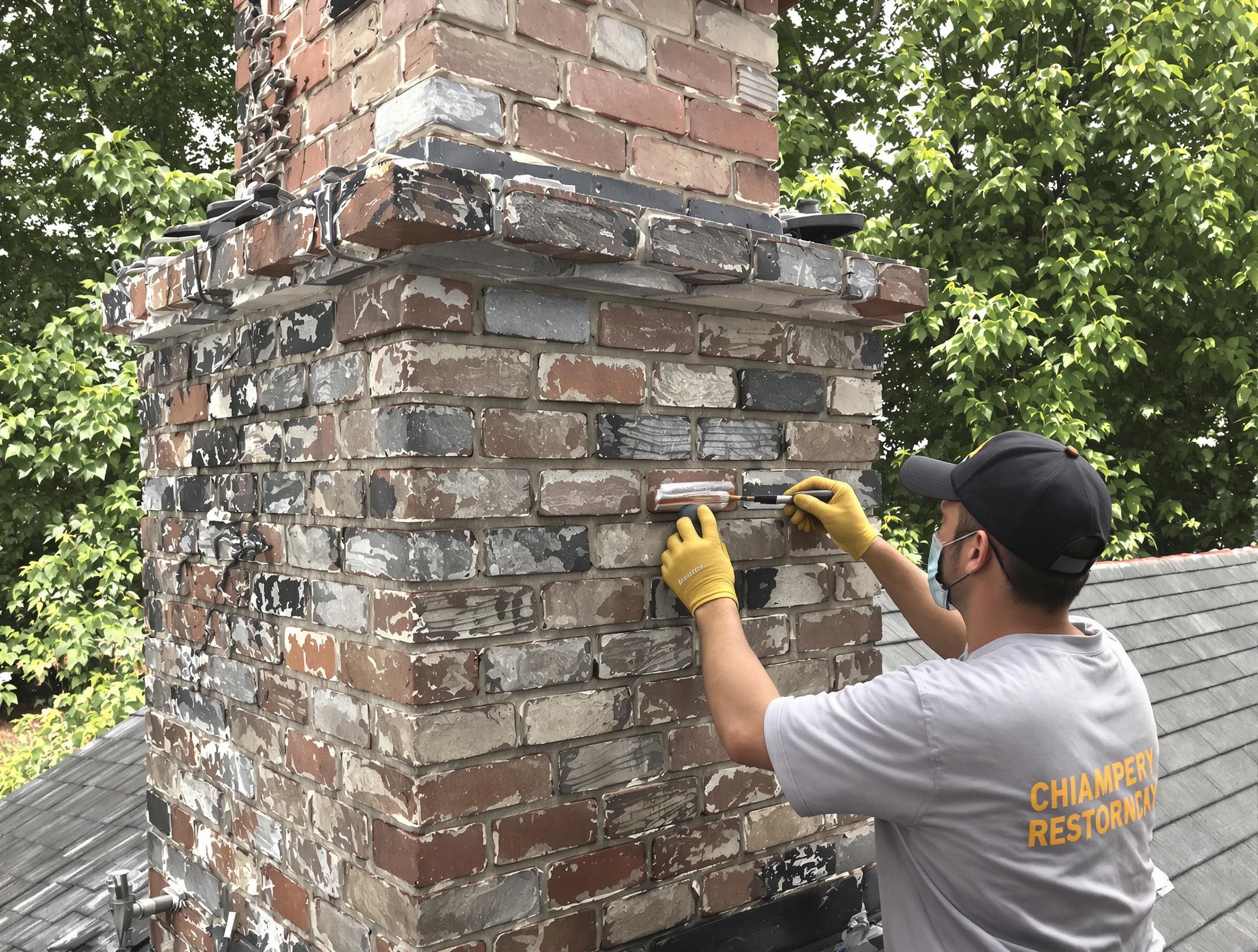 In-progress chimney restoration by Adamsville Chimney Sweep in Adamsville, AL